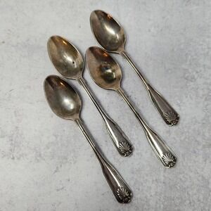 4 Vintage Tea Spoons Teaspoons COVENTRY SHELL Retroneu Silverplate Teaspoons